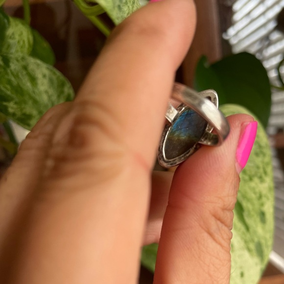 LABRADORITE sterling silver ring Sz 6 - Picture 5 of 5
